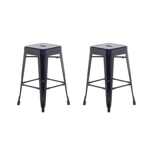 Conjunto de 2 taburetes de bar de diseño moderno negro estilo