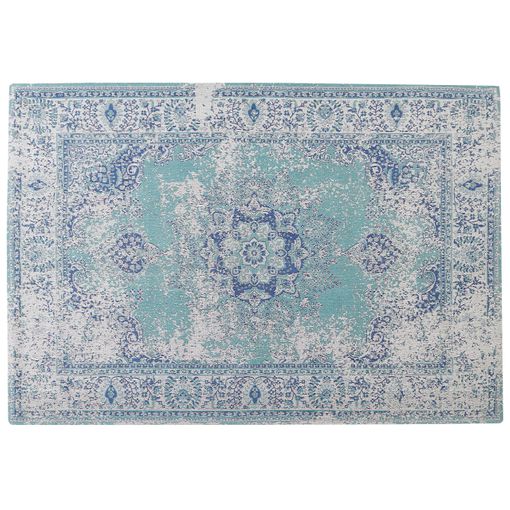 Alfombra azul grande tejida a mano de 200x300 cm, alfombra de área
