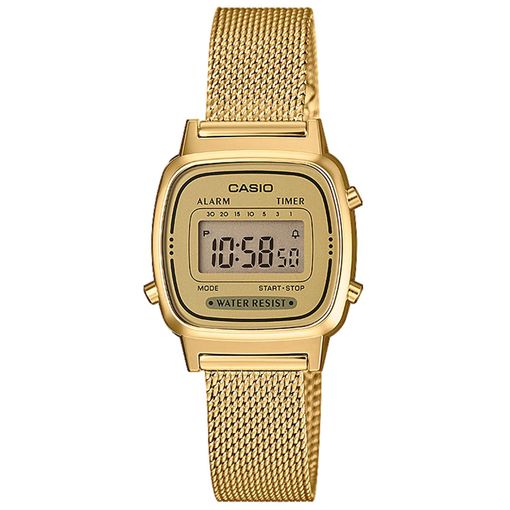 Reloj Digital De Acero Dorado