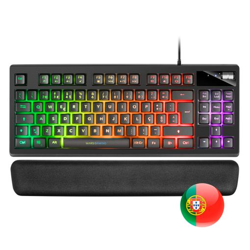 Mars Gaming - MKAXWES Teclado Compacto TKL H-Mech Iluminación RGB 9 Efectos  Reposamuñecas Gel Blanco Idioma Español