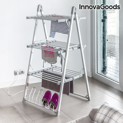 Innovagoods Tendedero Plegable Vértical Con Ruedas Dreeyl Plateado