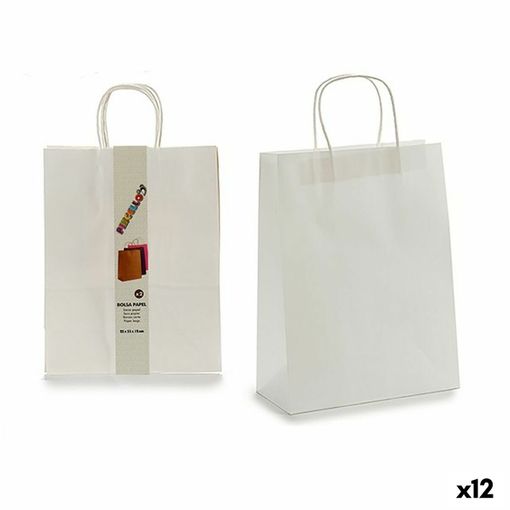 Pack 25 Bolsas De Papel Kraft Regalo Con Asa 32x41 +12 Cm Blanco con  Ofertas en Carrefour