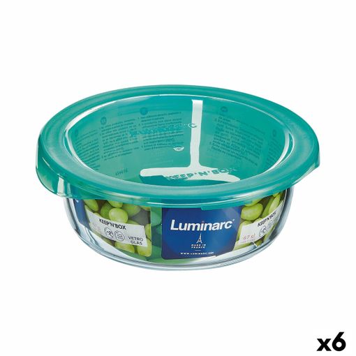 Fiambrera Redonda Con Tapa Luminarc Keep'n Lagon 13,5 X 6 Cm Turquesa 680  Ml Vidrio (6 Unidades) con Ofertas en Carrefour