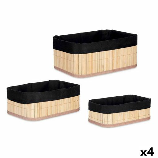 Set de 2 cestas organizadoras de metal y madera en blanco y negro