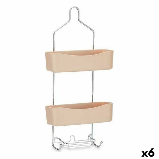 Colgador para la Ducha 28 x 60 x 14 cm Beige Metal Plástico (6 Unidades) 