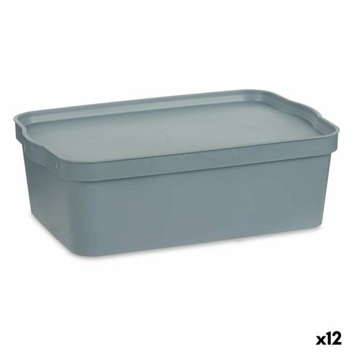 Caja de Almacenaje con Tapa Gris Plástico 19 L 28 x 22 x 39 cm (12  Unidades) 