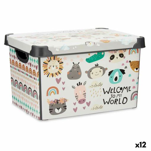 Caja De Almacenaje Con Tapa Infantil Animales Plástico 22 L 30 X