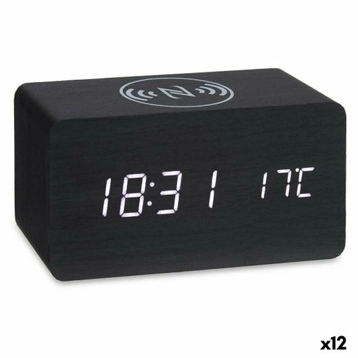 Reloj Despertador Con Cargador Inalámbrico Negro Pvc Madera Mdf 15 X 7,5 X  7 Cm (12 Unidades) con Ofertas en Carrefour