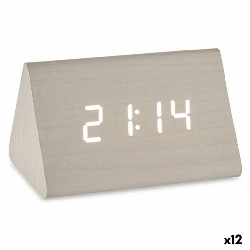 Reloj Digital de Sobremesa Blanco PVC Madera MDF (11,7 x 7,5 x 8 cm)