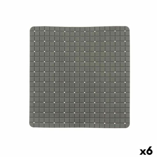 Alfombrilla Antideslizante para Ducha Cuadros Gris PVC 50,3 x 50,3 x 0,7 cm  (6 Unidades) 