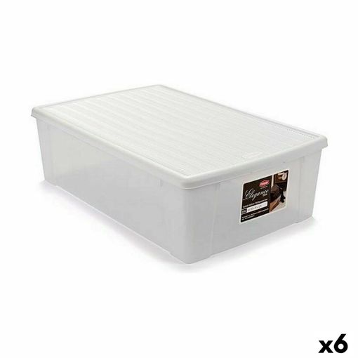 Caja de Almacenaje con Tapa Beige Plástico 14 L 29,5 x 14,5 x 45 cm (12  Unidades) 