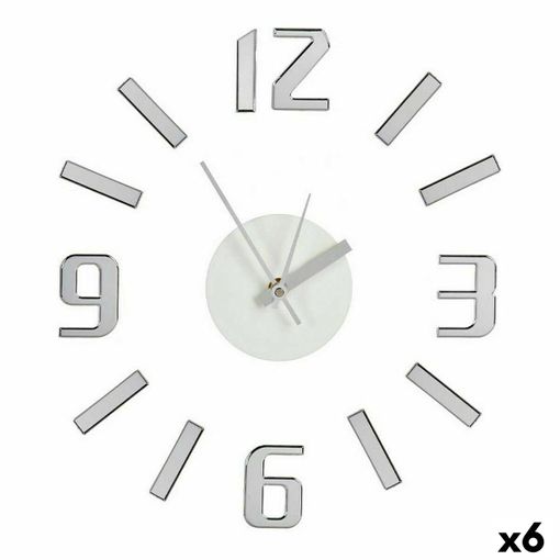 Reloj De Pared Adhesivo Plateado Abs Eva Ø 35 Cm (6 Unidades) con