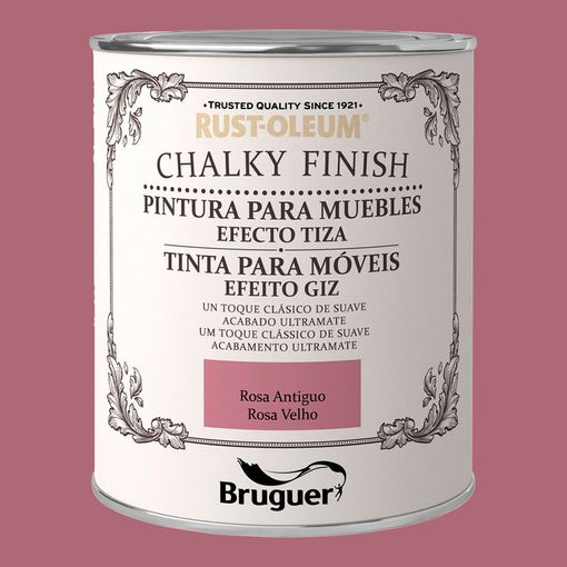 Pintura a la Tiza para Muebles ROSA ANTIGUO 750ml + Brocha de