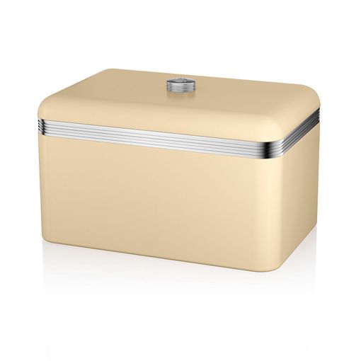 Retro Panera de Mesa para Guardar Pan, Bollería, 18L, Diseño Vintage, Bread  Bin Caja Metal, SWAN, Rojo, , SWKA1010RN