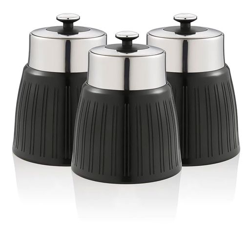 Set 3 Botes Cocina Almacenaje 1,2 L, Plástico Y Acero Inox