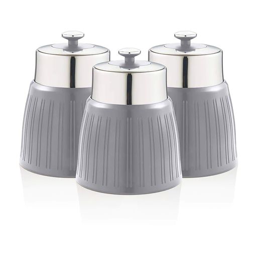 Set 3 Botes Cocina Almacenaje 1,2 L, Plástico Y Acero Inox