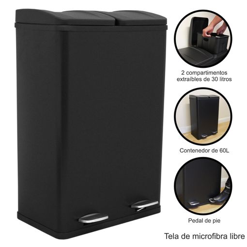 Cubo De Basura 2 X 30 Litros De Capacidad Negro Ml-design con Ofertas en  Carrefour