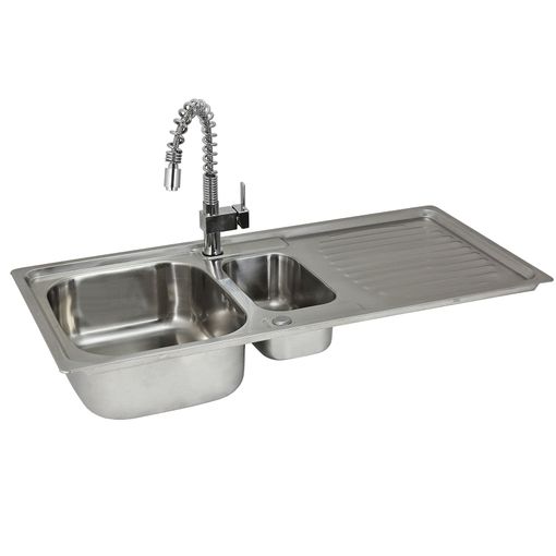 Fregadero De Cocina En Acero Inoxidable 105cm X 50cm Con Grifo