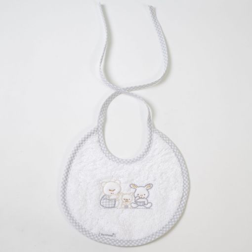 10xdiez Babero Rizo Bordado Animales Gris 1 | (gris )