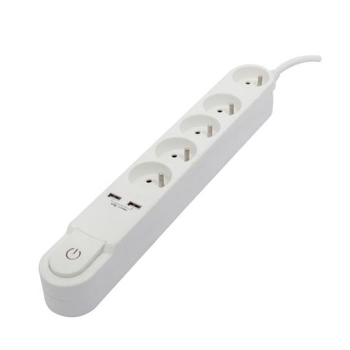 Regleta Electrica 5 Enchufes Interruptor Y Cable 3 Metros Color Blanco con  Ofertas en Carrefour