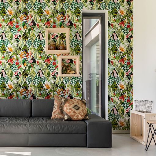 Vinilo papel tapiz tropical Heredia - adhesivo de pared - revestimiento  sticker mural decorativo - 40x40cm