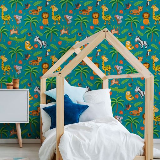 Vinilo Tapiz Cuarto De Niños Animales Tropicales - Adhesivo De Pared -  Revestimiento Sticker Mural Decorativo - 50x50cm con Ofertas en Carrefour