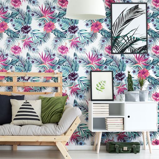 Vinilo papel tapiz tropical jungle - adhesivo de pared - revestimiento  sticker mural decorativo - 30x30cm