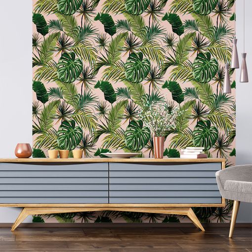 Vinilo papel tapiz tropical Mariel - adhesivo de pared - revestimiento  sticker mural decorativo - 50x50cm