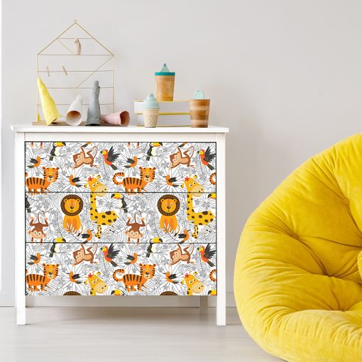 Vinilo infantil para muebles Safaris de animales africanos