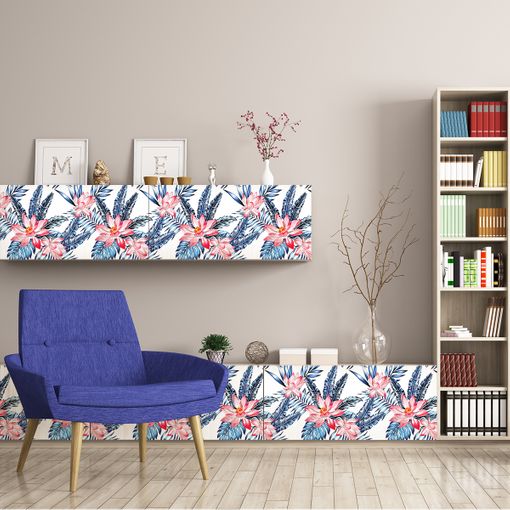 Papel adhesivo flores tropicales para muebles