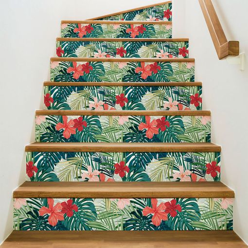 Vinilo Escalera Tropical Hawi X 2 - Adhesivo Pared - Sticker