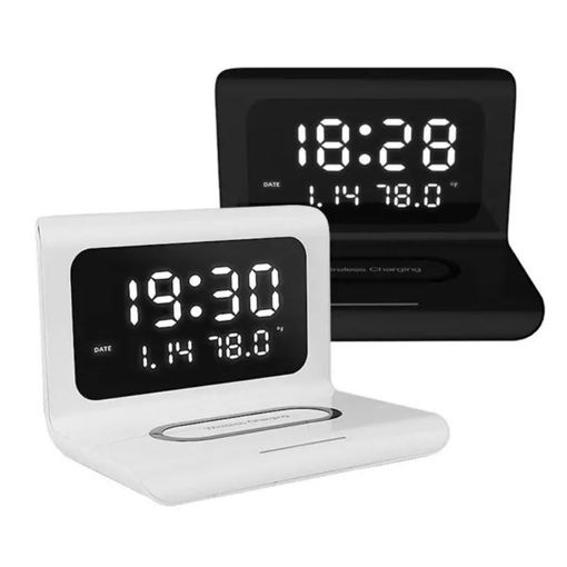 Reloj Despertador Con Cargador Inalámbrico Negro Pvc Madera Mdf 15 X 7,5 X  7 Cm (12 Unidades) con Ofertas en Carrefour