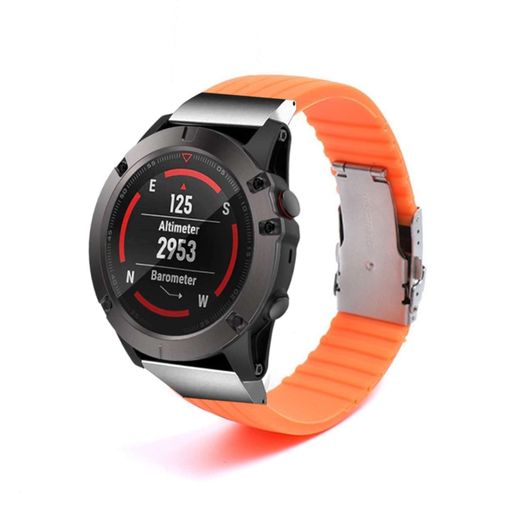 Correa Silicona Con Cierre Ajustable De Acero Para Garmin Fenix 5 Plus  Naranja con Ofertas en Carrefour