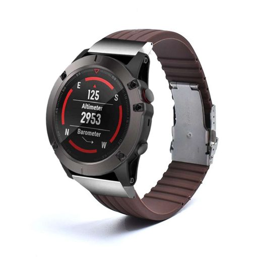 Correa Silicona Con Cierre Ajustable De Acero Para Garmin Fenix 5 Plus  Marrón con Ofertas en Carrefour