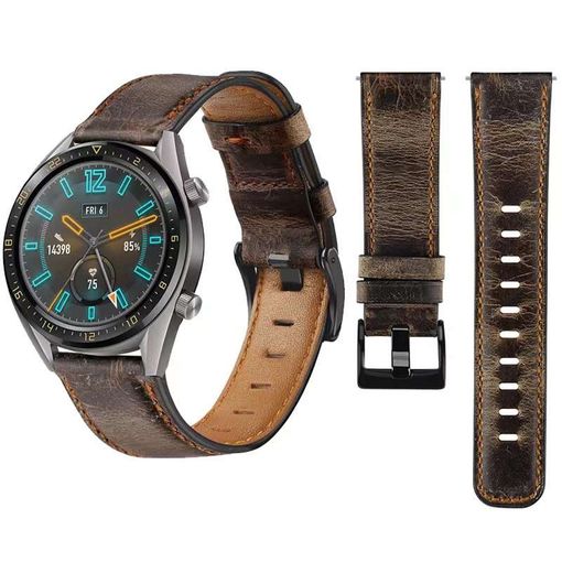 Correa De Cuero Vintage Leather Para Samsung Galaxy Watch 5 Pro 45mm Marrón Oscuro