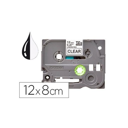 Cinta Q-connect Tze-131 Transparente-negro 12mm Longitud 8 Mt