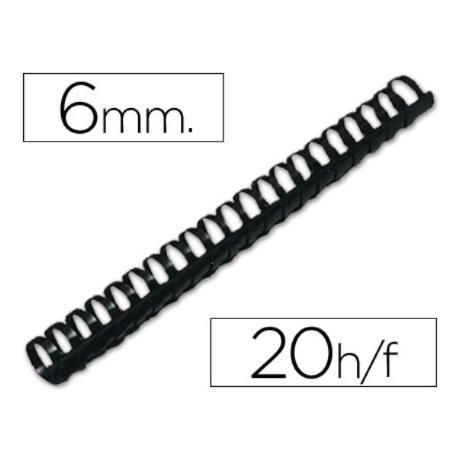 Canutillo Q-connect Redondo 6 Mm Plastico Negro Capacidad 20 Hojas Caja De 1
