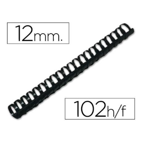 Canutillo Q-connect Redondo 12 Mm Plastico Negro Capacidad 102 Hojas Caja De