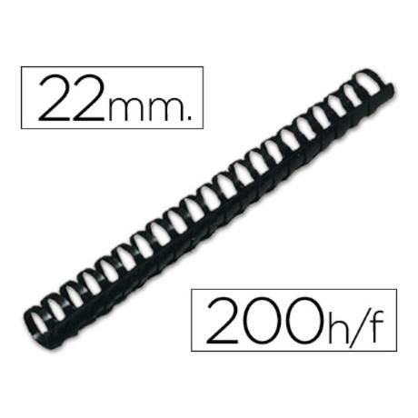 Canutillo Q-connect Redondo 22 Mm Plastico Negro Capacidad 200 Hojas Caja De