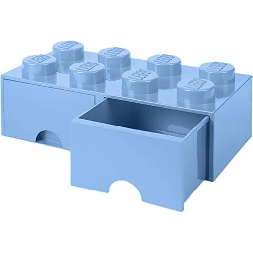 LEGO Brick 8 pomos, caja de almacenamiento apilable, color azul