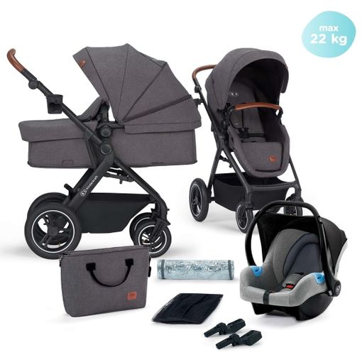 Carro de bebé trío Kinderkraft 3 en 1 Xmoov gris, Sillas de paseo