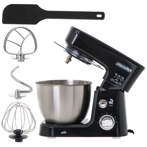 Batidora Amasadora - Kitchen Repostería, 1200 W, 6 velocidades, 5 L, Tapa,  3 accesorios, Negro con Ofertas en Carrefour