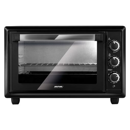 MPM MPE-06/T Horno Convección Sobremesa, 32L, Acero Inox, Asador Giratorio  Pollos, Temporizador, Ajuste Temperatura 1600W Plata