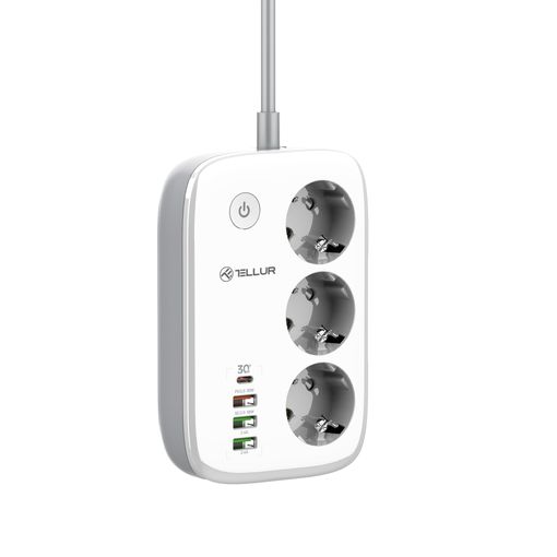 muvit iO Regleta inteligente Wifi blanca con 4 tomas de corriente y 4  puertos USB