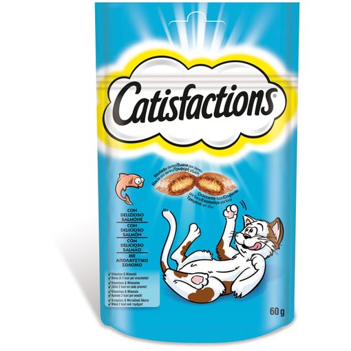 117767 Paquete De 6x Snack Para Gatos Catisfactions Bocados De Salmón 60g