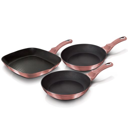 Set 2 Sartenes Y Grill 20-24-28cm Inducción, Aluminio Forjado, Antiadherente  Ecológico Sin Pfoa Rosa Berlinger Haus I-rose con Ofertas en Carrefour