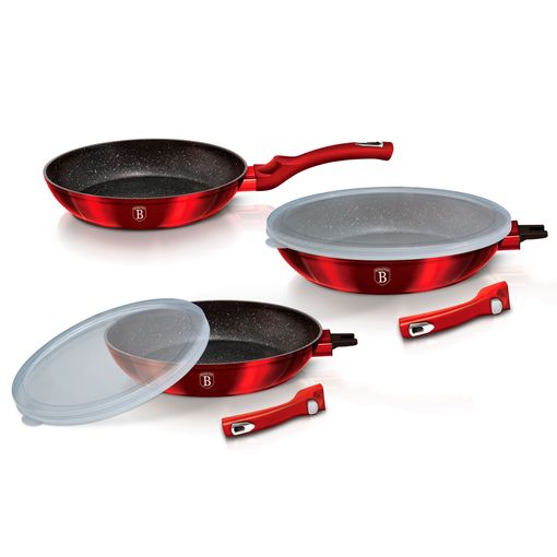 Sartén Wok Antiadherente Rojo Con Tapa 28 Cm