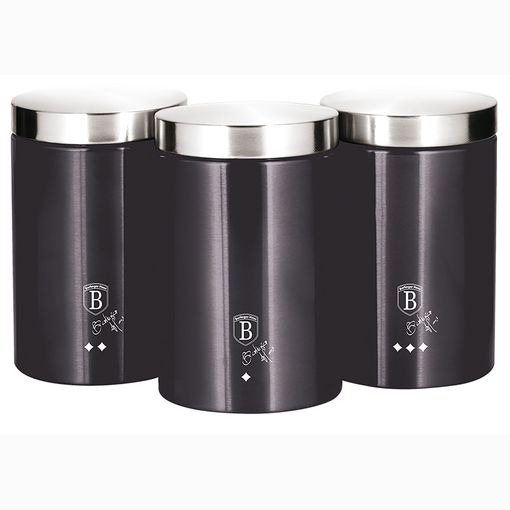 Set 3 Botes Cocina Almacenaje 1,2 L, Plástico Y Acero Inox