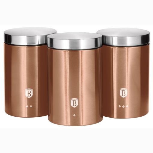 Set 3 Botes Cocina Almacenaje 1,2 L, Plástico y Acero Inox