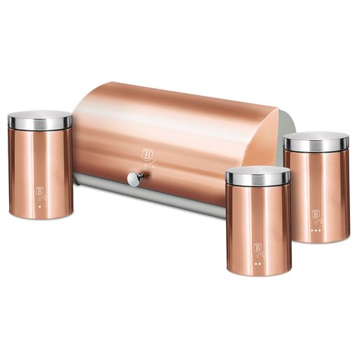 Panera De Mesa +juego 3 Botes Cocina Almacenaje Acero Inoxidable Contenedor  De Pan Con Tapa Oro Rosado Berlinger Haus Rose Gold con Ofertas en  Carrefour